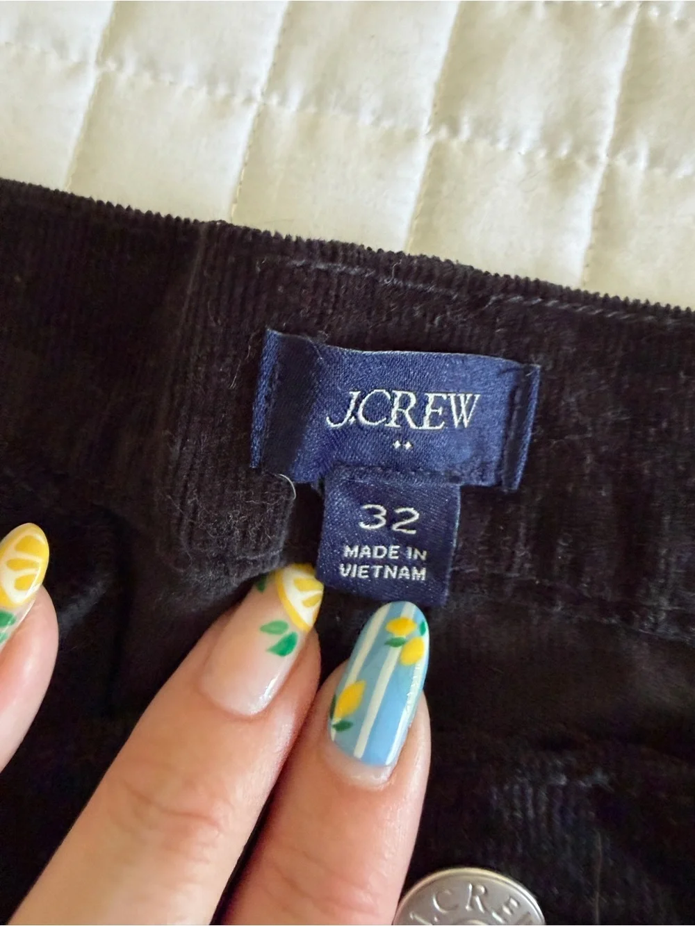 J. Crew Black Corduroy Straight-Leg Jeans